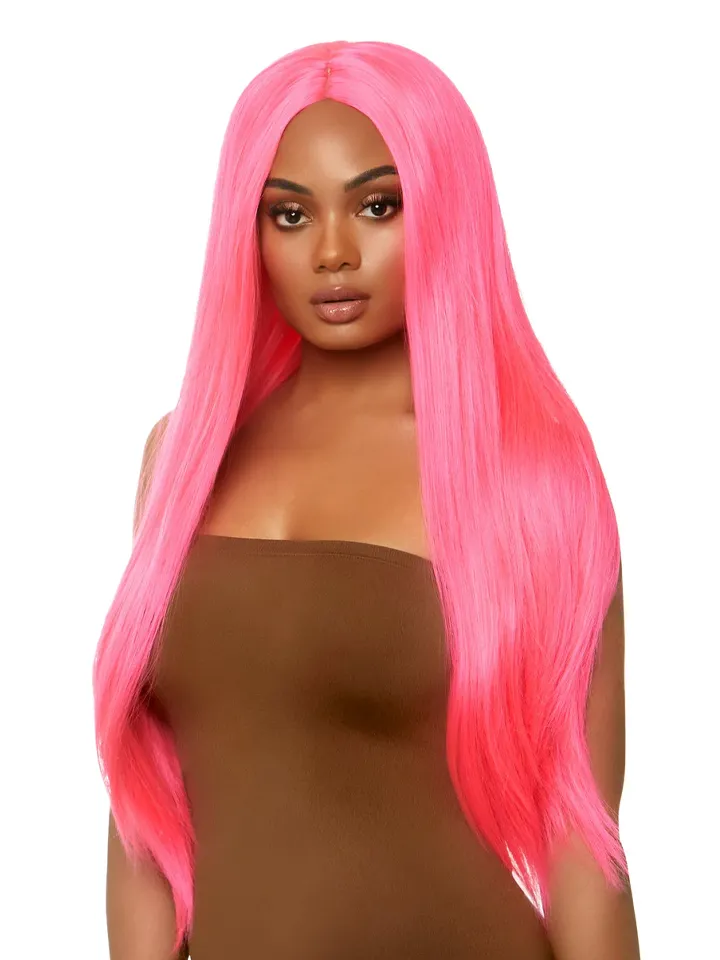 Long Straight Center Part Wig Neon Pink - Perukas 1 [full]