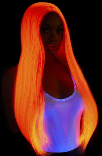 Long Straight Center Part Wig Neon Pink - Perukas 3