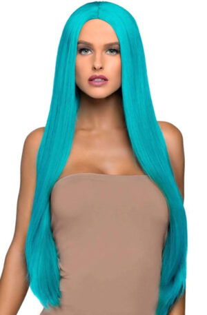 Long Straight Center Part Wig Turquoise - Perukas 1