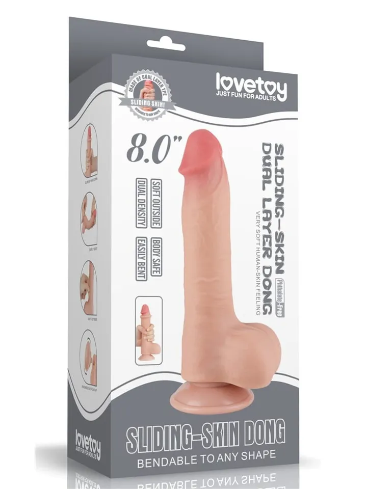 Lovetoy Sliding Skin Dual Layer Dildo 20 cm - Gyvenimo dildo 5 [full]