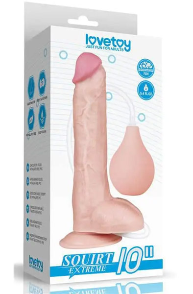 Lovetoy Squirt Extreme Dildo Flesh 25,5 cm - Gurkšnoti dildo 4