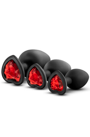 Luxe Bling Plugs Training Kit With Red Gems - Analinis kištuko rinkinys 1