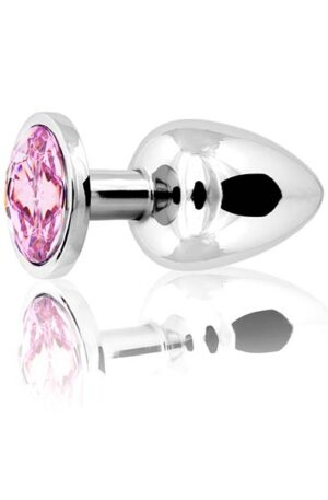 Metal Butt Plug Silver/Pink Large - Analinis kaištis metalinis 1