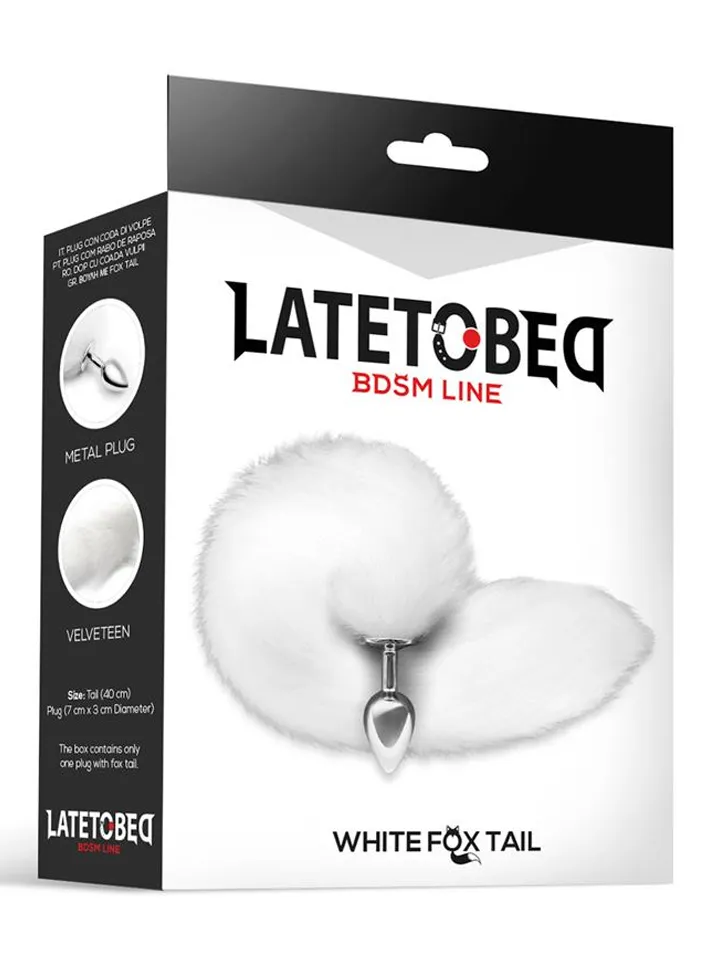 Metal Butt Plug With White Foxy Tail 40 cm - Gyvūnų uodegos analinis kištukas 1 [full]