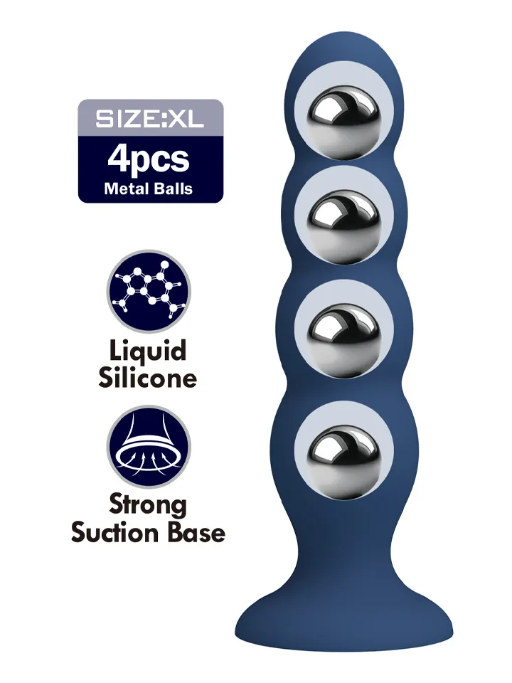 Metal & Silicone Anal Plug With 4 Metal Balls - Analiniai karoliukai 1 [full]