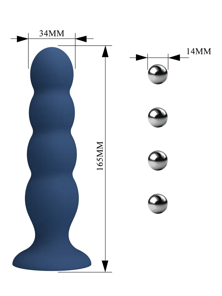 Metal & Silicone Anal Plug With 4 Metal Balls - Analiniai karoliukai 2 [full]