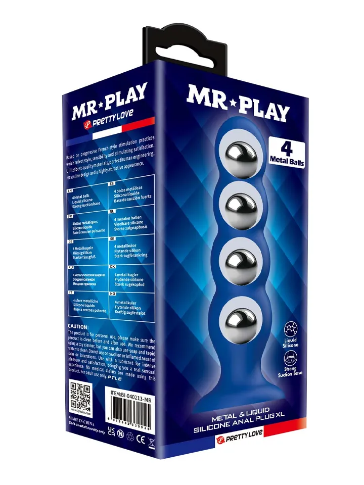 Metal & Silicone Anal Plug With 4 Metal Balls - Analiniai karoliukai 3 [full]