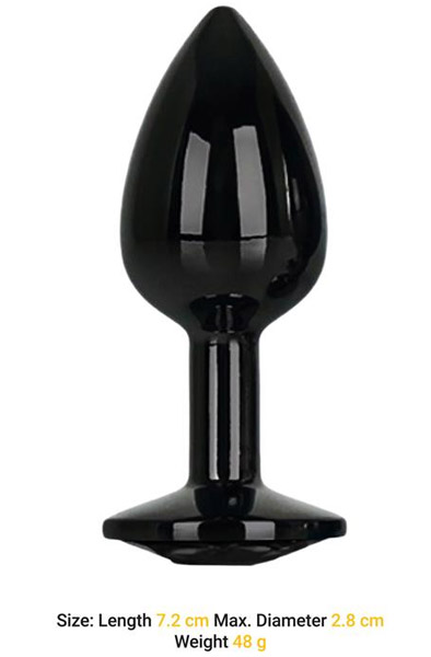 Metalic Butt Plug With Blackgem Jewel S - Analinis kaištis metalinis 2