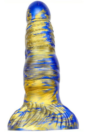 Metallic Fantasy Dildo Nirp Blue/Gold 18 cm - Dragon dildo 1