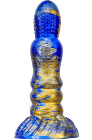 Metallic Fantasy Dildo Peern Blue/Gold 19,5 cm - Dragon dildo 1