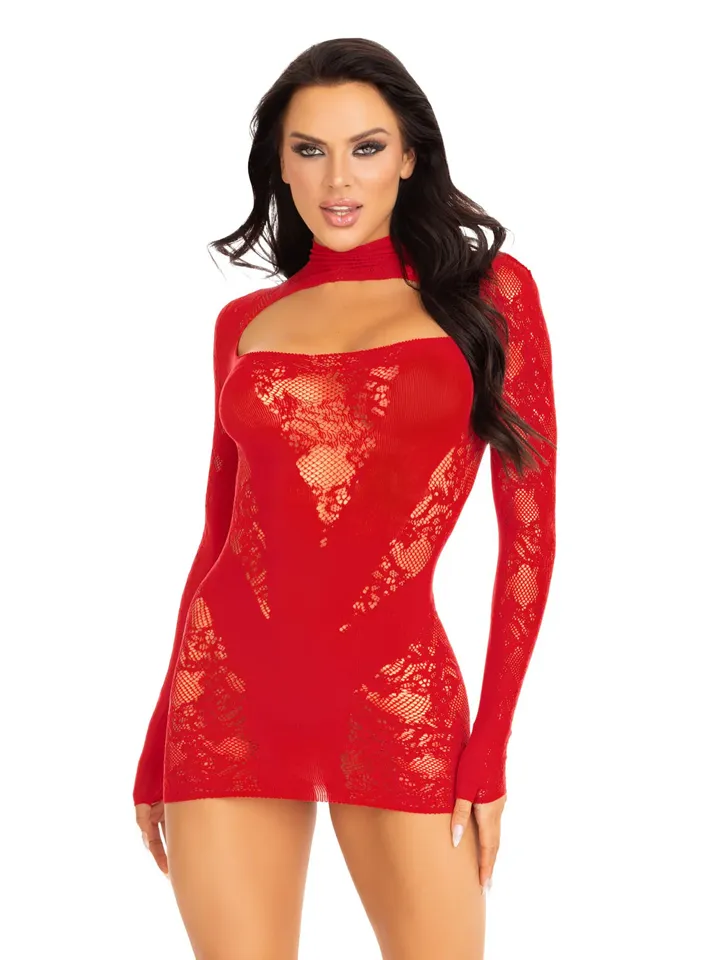 Mini Dress & Gloved Sleeves Red - Suknelės ir Sijonai 2 [full]