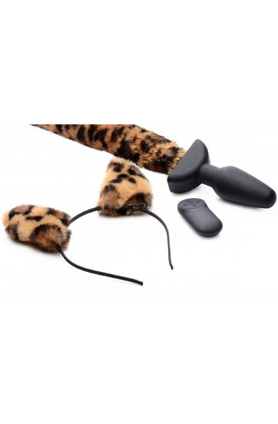 Moving & Vibrating Anal Plug Leopord Tail - Gyvūnų uodegos analinis kištukas 2