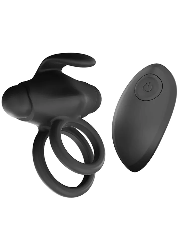 Mr & Mrs Vibe Ring Black - Vibruojantis gaidžio žiedas 1