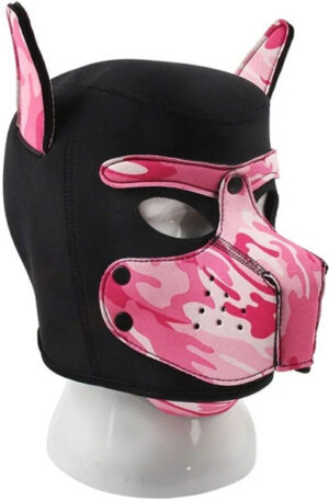 Neoprene Dog On Mask Black-Camouflage Pink - BDSM kaukė 1