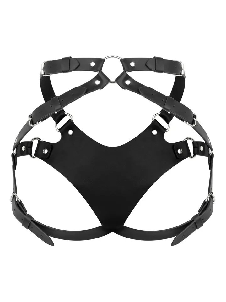No-Parts PU Leather Harness Black - Diržo dirželis 2 [full]