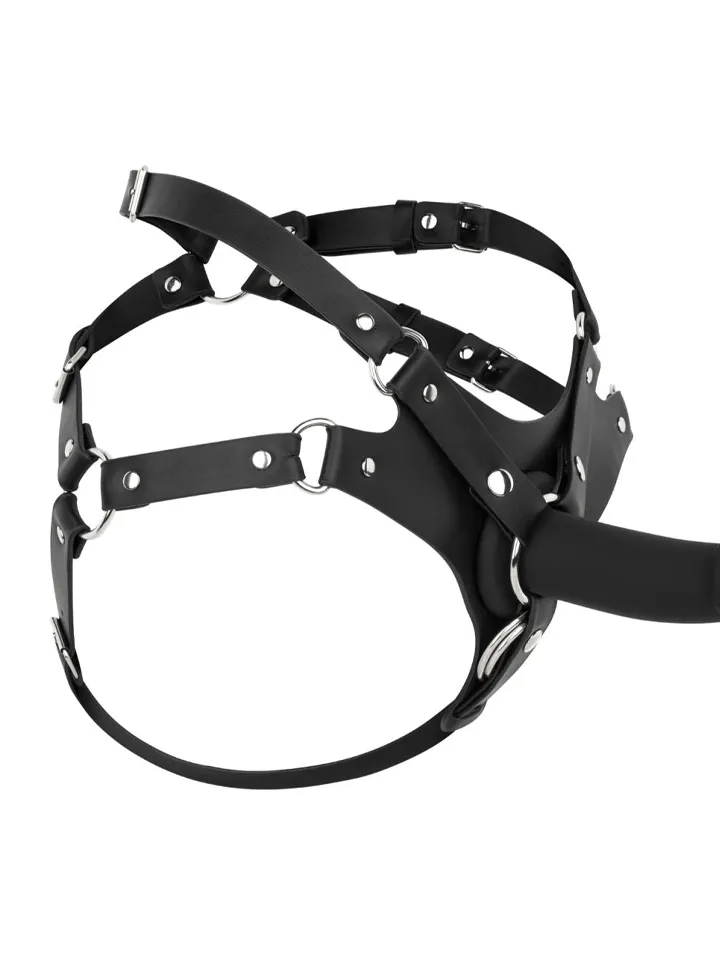 No-Parts PU Leather Harness Black - Diržo dirželis 3 [full]