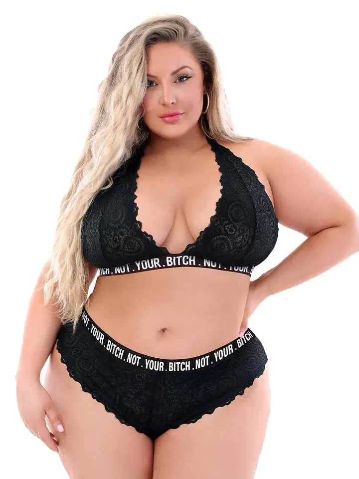Not Your Bitch Lace Bralette & Cheeky Panty Queen - Underklädesset 1 [full]
