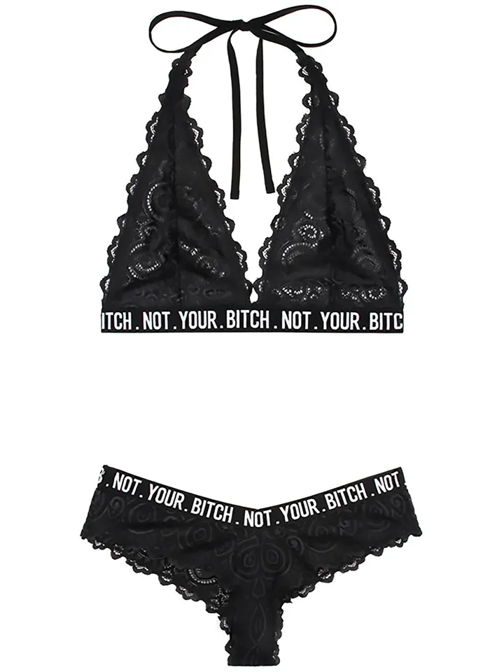 Not Your Bitch Lace Bralette & Cheeky Panty Queen - Underklädesset 3
