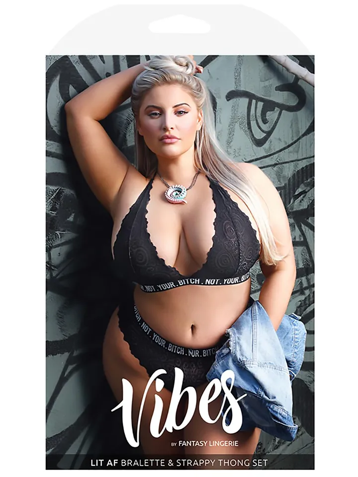 Not Your Bitch Lace Bralette & Cheeky Panty Queen - Underklädesset 4