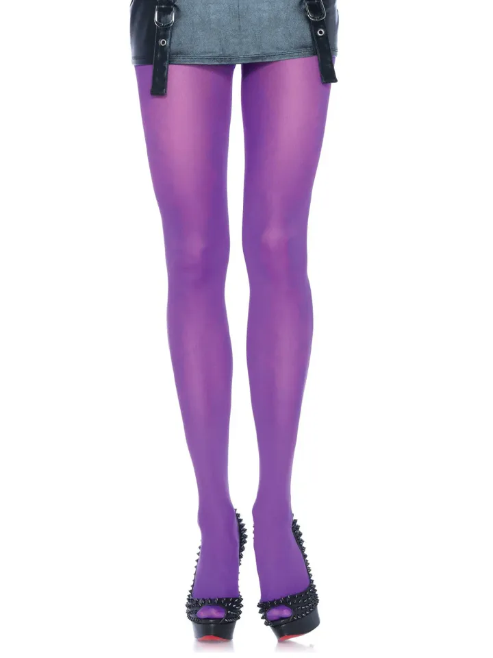 Nylon Opaque Pantyhose Purple - Kojinės 1 [full]