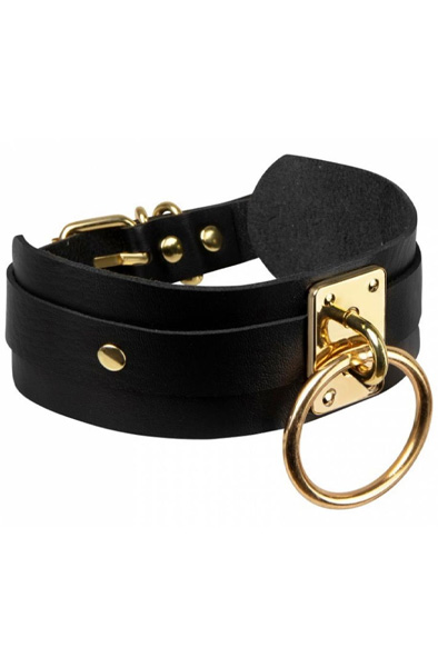 O-Ring Collar Gold/Black - BDSM Dūsintuvas (Chokeris) 2