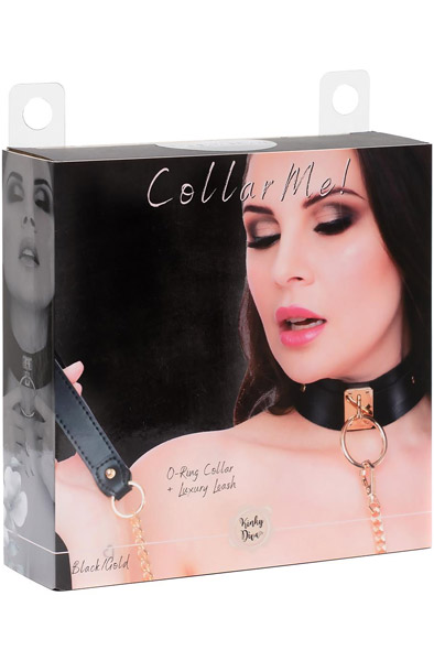 O-Ring Collar & Leash Gold/Black - Apykaklė ir pavadėlis 4