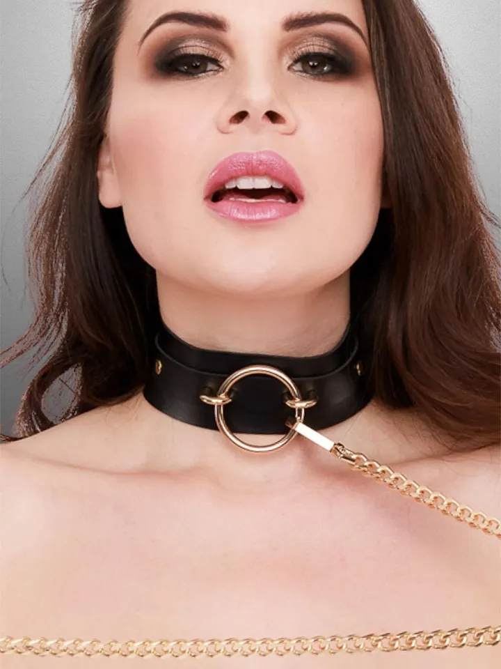 O-Ring Front Collar + Leash Black - Apykaklė ir pavadėlis 1 [full]