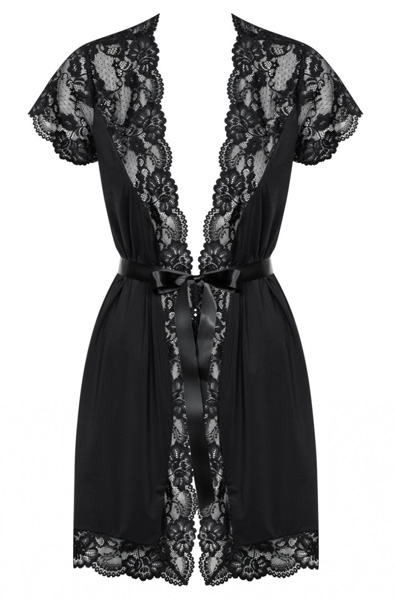 Obsessive 810-PEI-1 Peignoir Black - Seksualus apatinis trikotažas 3