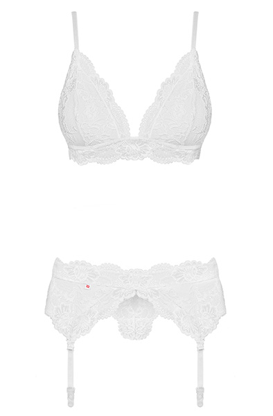 Obsessive 810-SEG-2 3-pieces set White - Seksualus apatinis trikotažas 4