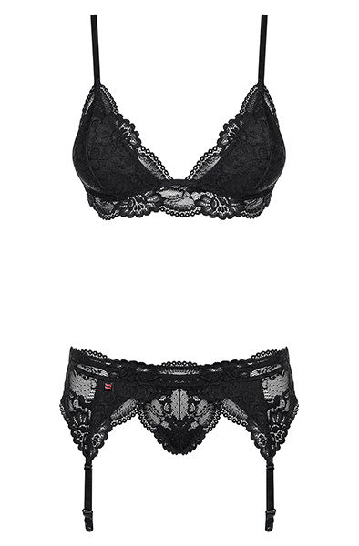 Obsessive 810-SEG 3 pcs set Black - Seksualus apatinis trikotažas 4