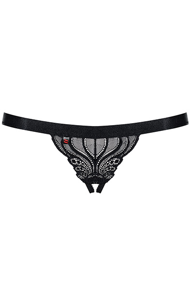 Obsessive 828-THC-1 Crotchless Thong Black - Kelnaitės be tarpkojinės kelnaitės 4