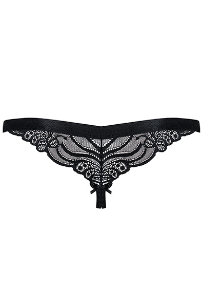 Obsessive 828-THC-1 Crotchless Thong Black - Kelnaitės be tarpkojinės kelnaitės 5