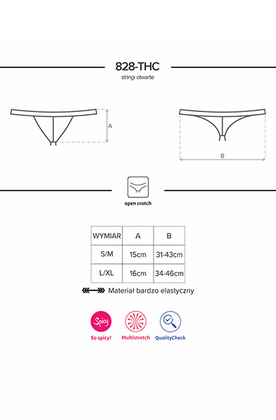 Obsessive 828-THC-1 Crotchless Thong Black - Kelnaitės be tarpkojinės kelnaitės 6