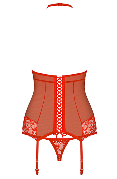Obsessive 838-COR-3 Corset & Thong Red - „Corset & Thong“ 4