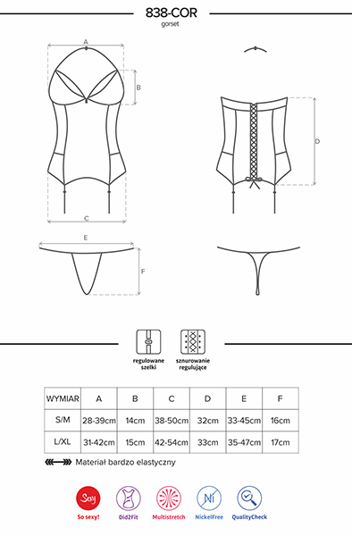 Obsessive 838-COR-3 Corset & Thong Red - „Corset & Thong“ 5