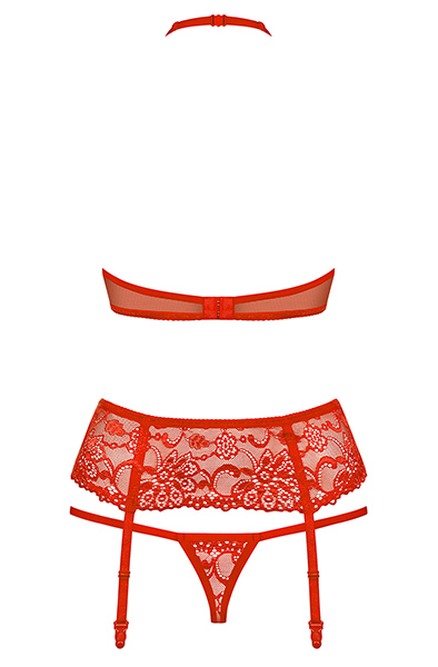 Obsessive 838-SEG-3 3 pcs set Red - Seksualus apatinis trikotažas 5
