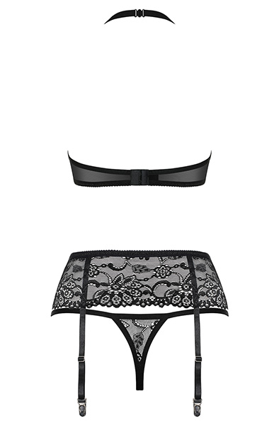 Obsessive 838-SEG 3 pcs Set Black - Seksualus apatinis trikotažas 4