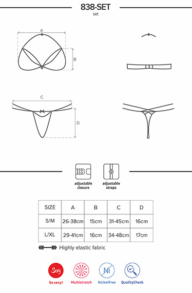 Obsessive 838-SET 2 pcs Set Black - Seksualus apatinis trikotažas 5