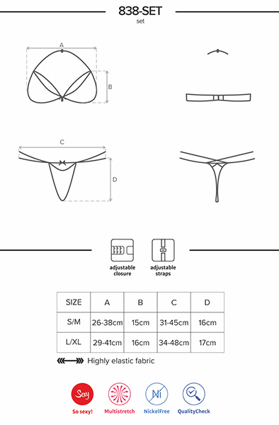 Obsessive 838-SET 2 pcs Set Red - Seksualus apatinis trikotažas 5