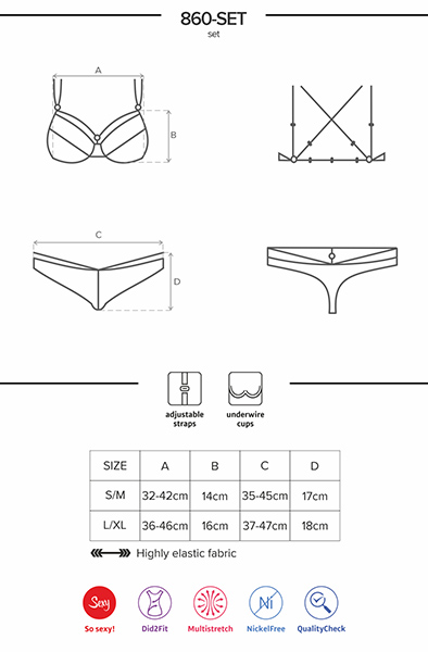 Obsessive 860-SET-2 2 pcs Set White - Seksualus apatinis trikotažas 6