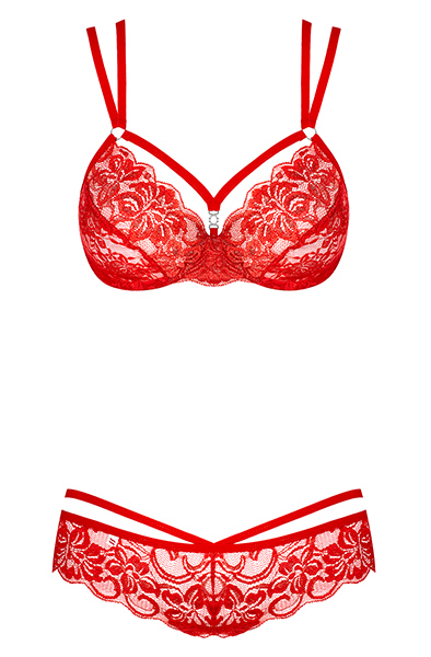 Obsessive 860-SET 2 pcs set Red - Seksualus apatinis trikotažas 3