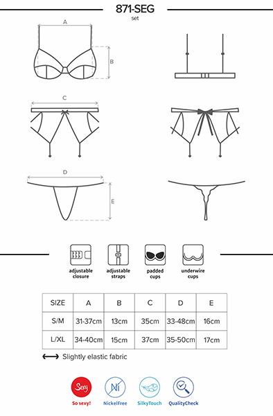 Obsessive 871-SEG-2 3 pcs set - Seksualus apatinis trikotažas 5