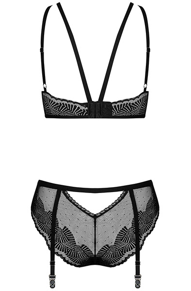 Obsessive Allastia 2-pcs Set Black - Seksualus apatinis trikotažas 4
