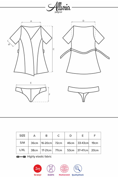 Obsessive Alluria Peignoir & Thong Black - Seksualus apatinis trikotažas 5