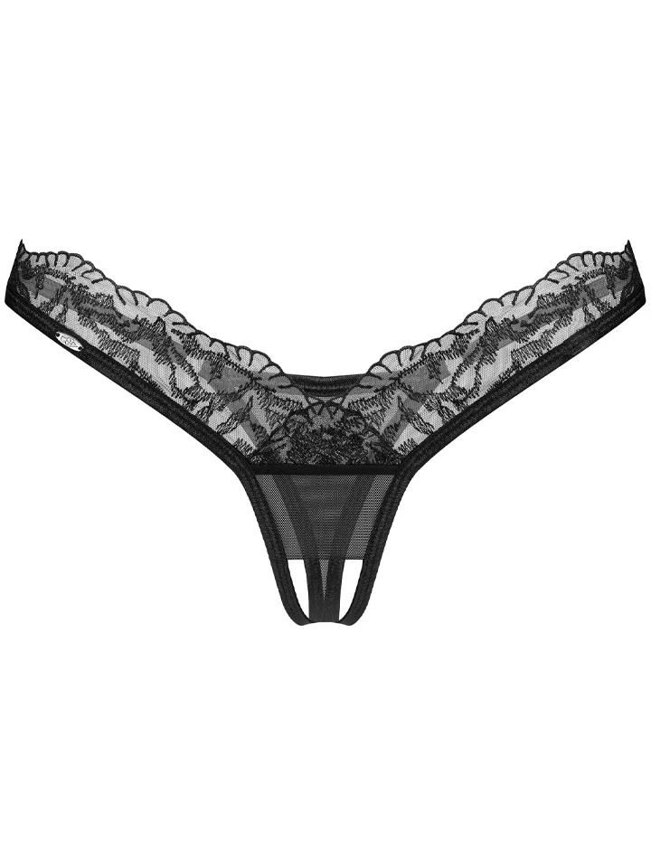 Obsessive Arrowel Crotchless Thong Black - Kelnaitės su atvira virkštele 3
