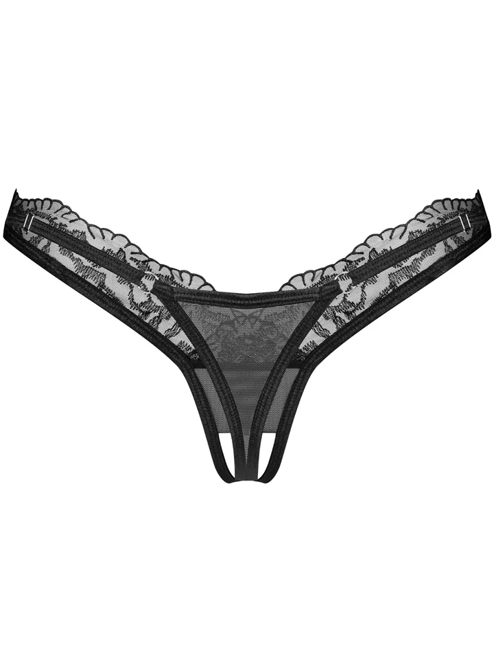 Obsessive Arrowel Crotchless Thong Black - Kelnaitės su atvira virkštele 4