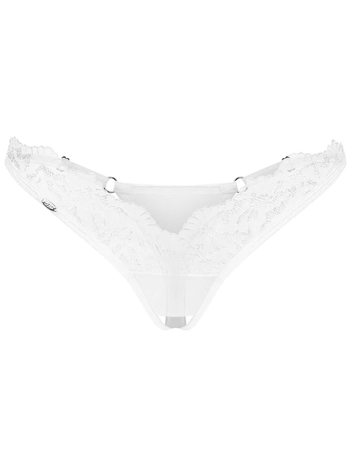 Obsessive Arrowel Crotchless Thong White - Kelnaitės be tarpkojinės kelnaitės 4