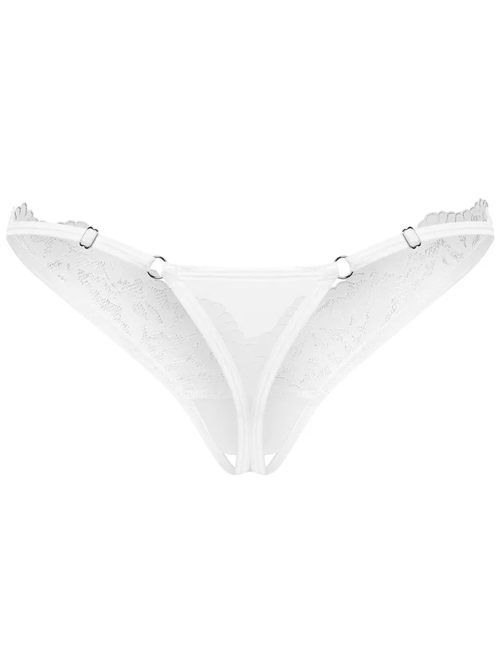 Obsessive Arrowel Crotchless Thong White - Kelnaitės be tarpkojinės kelnaitės 5