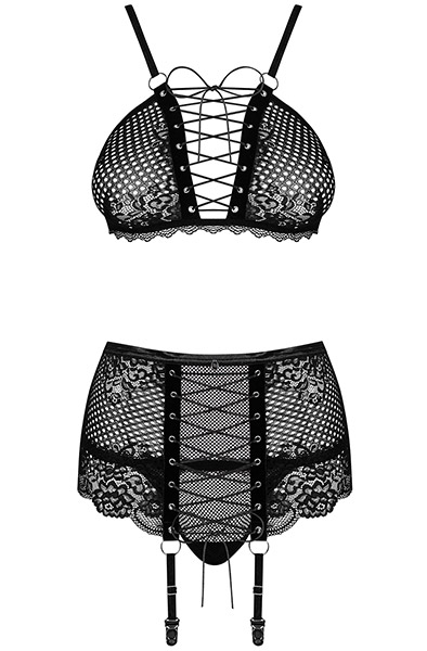 Obsessive Basitta 3-pcs Set - Seksualus apatinis trikotažas 3