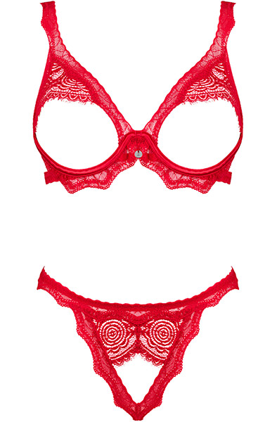 Obsessive Bergamore 2-pcs Set Red - Seksualus apatinis trikotažas 3